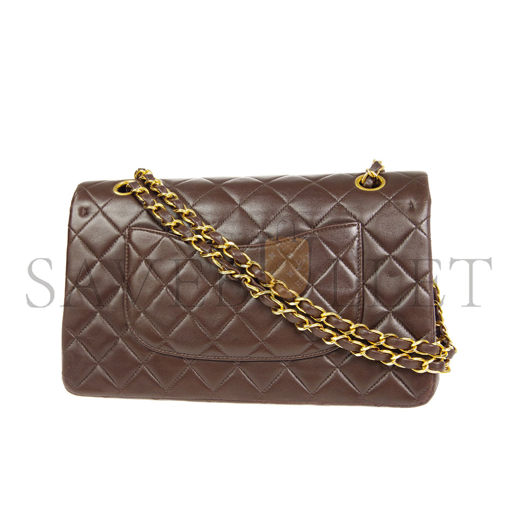Ch*el classic double flap small shoulder bag brown lambskin a1117 (23*14*7cm)